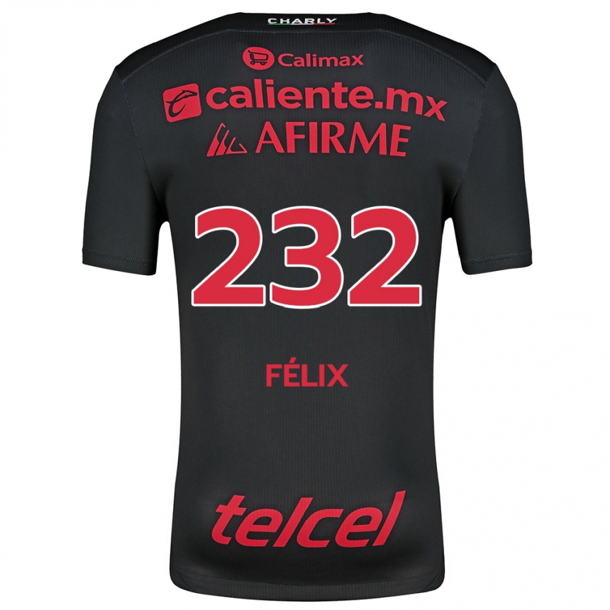 Enfant Football Maillot Erick Félix #232 Noir Rouge Tenues Domicile 2024/25 Canada