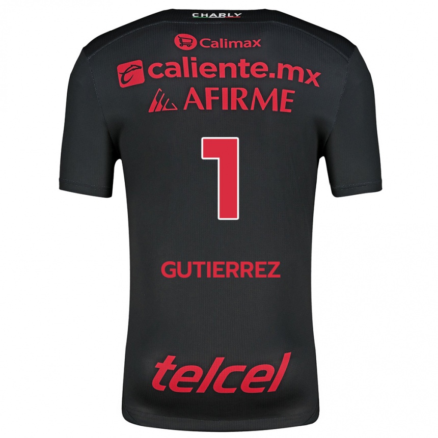 Kids Football Alejandra Gutiérrez #1 Black Red Home Jersey 2024/25 T-Shirt Canada