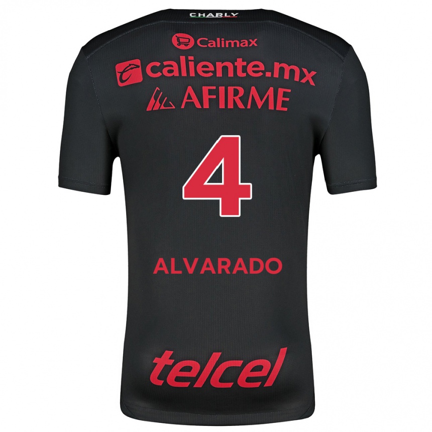 Kids Football Mónica Alvarado #4 Black Red Home Jersey 2024/25 T-Shirt Canada