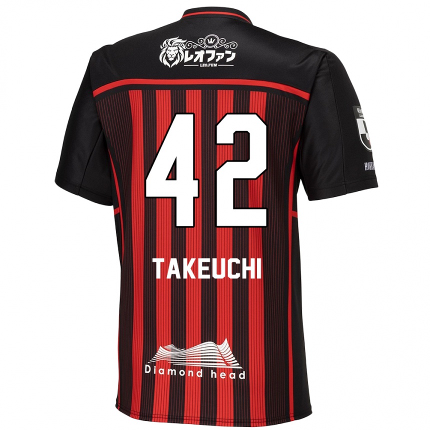 Enfant Football Maillot Ryuma Takeuchi #42 Rouge Noir Tenues Domicile 2024/25 Canada