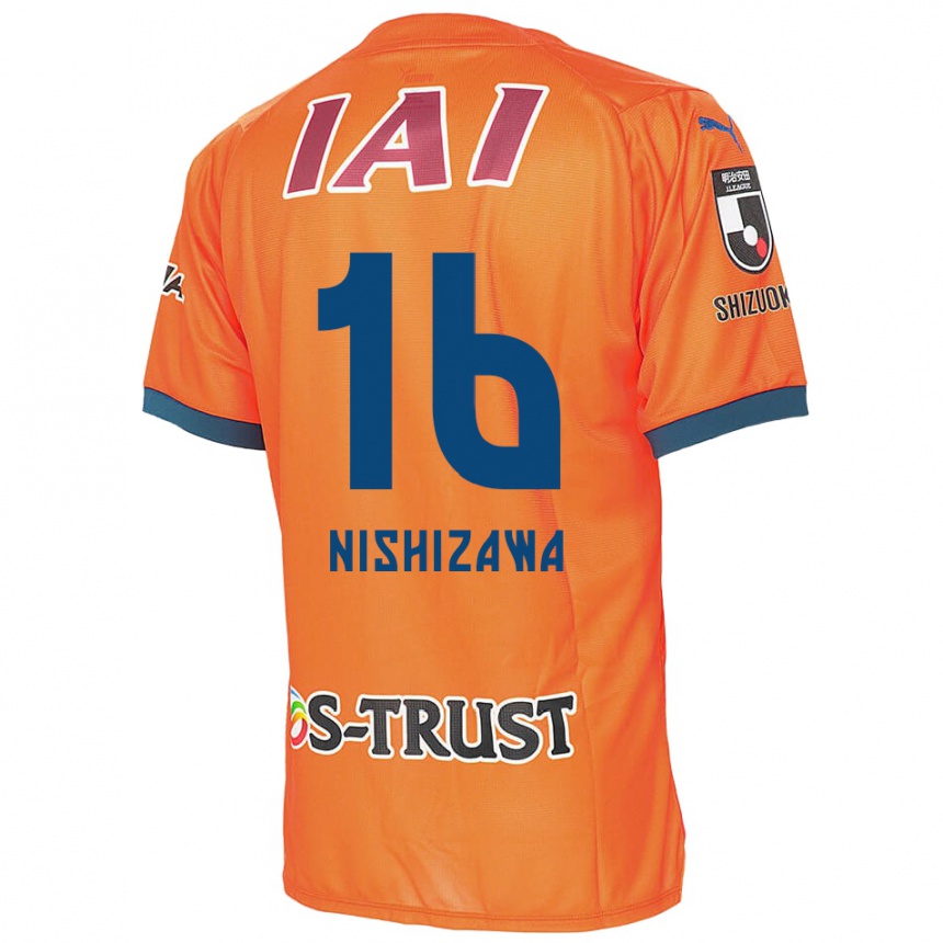 Kids Football Kenta Nishizawa #16 Orange Blue Home Jersey 2024/25 T-Shirt Canada