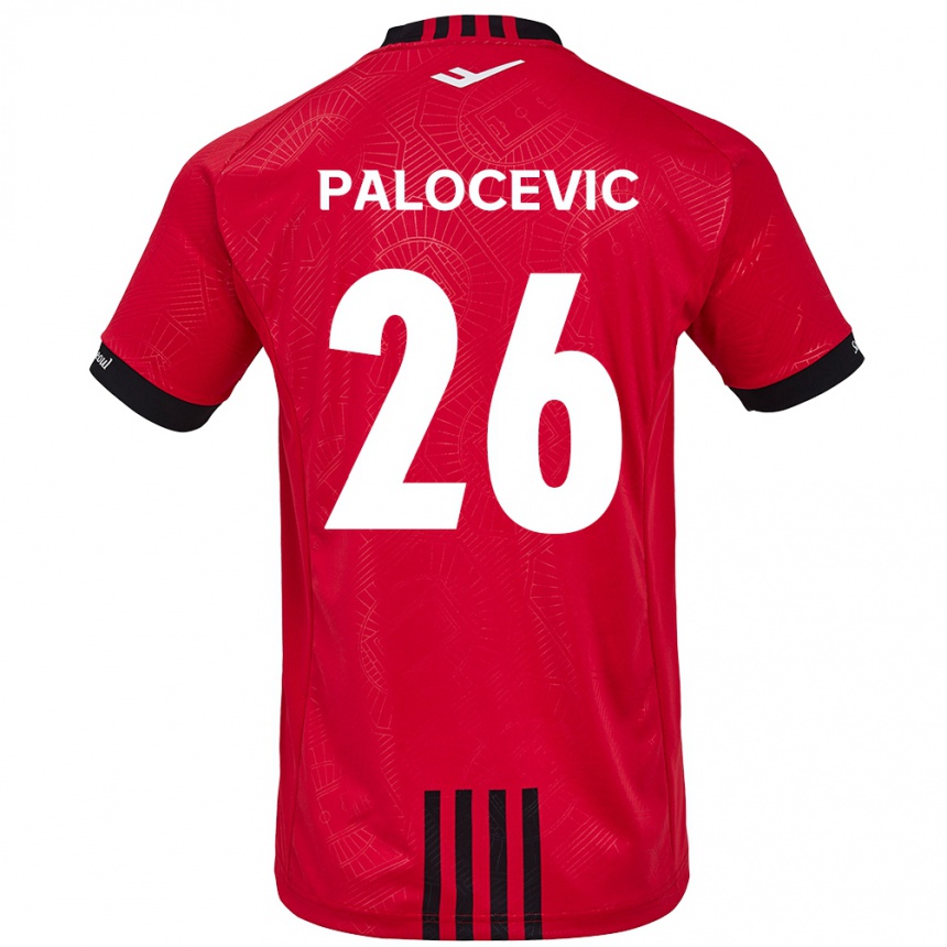 Enfant Football Maillot Aleksandar Palocevic #26 Rouge Noir Tenues Domicile 2024/25 Canada