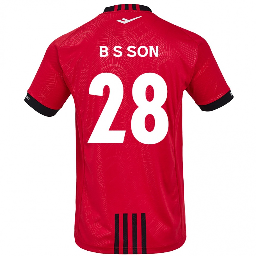 Enfant Football Maillot Seung-Beom Son #28 Rouge Noir Tenues Domicile 2024/25 Canada