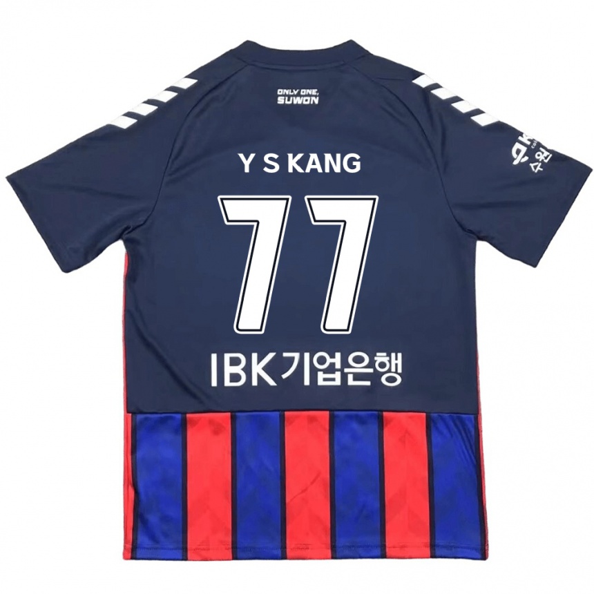 Enfant Football Maillot Sang-Yun Kang #77 Bleu Rouge Tenues Domicile 2024/25 Canada