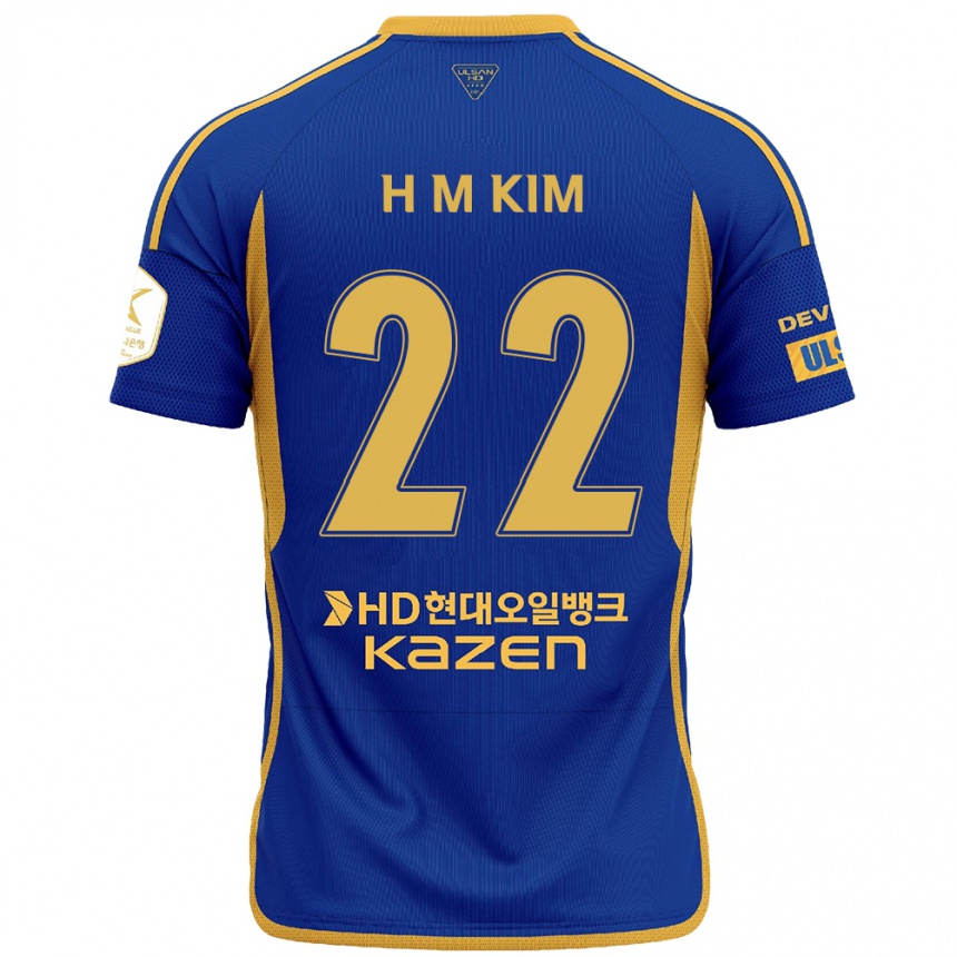 Enfant Football Maillot Min-Hyuk Kim #22 Bleu Jaune Tenues Domicile 2024/25 Canada