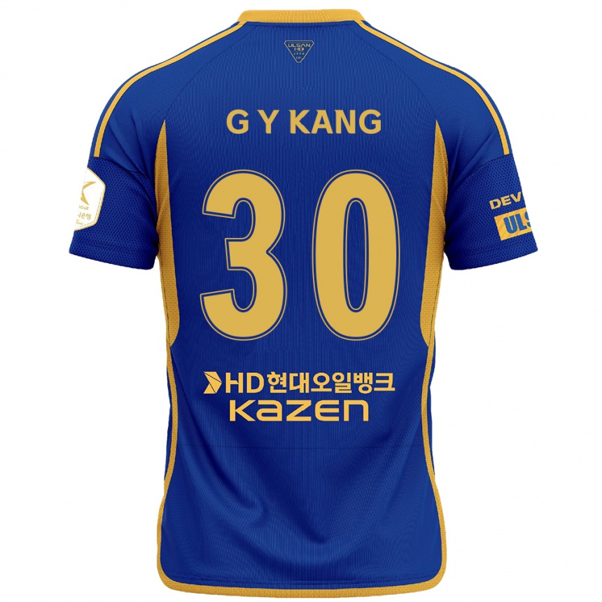 Kids Football Yun-Gu Kang #30 Blue Yellow Home Jersey 2024/25 T-Shirt Canada