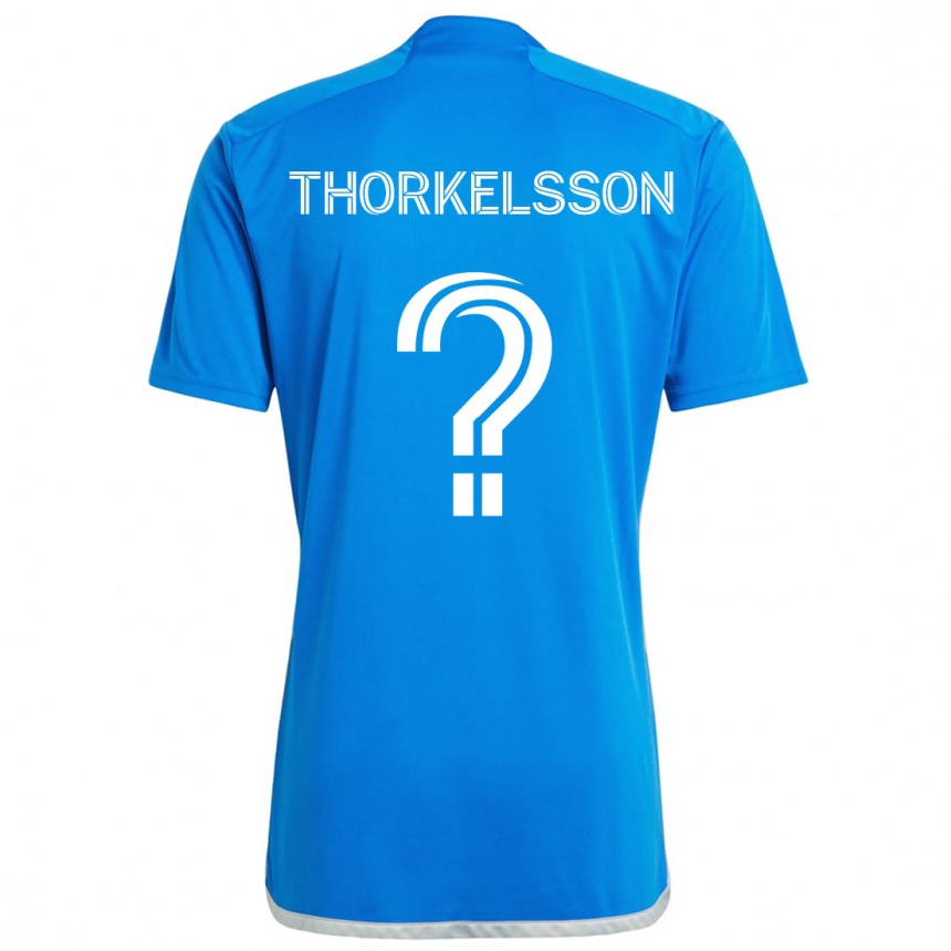 Kids Football Róbert Orri Thorkelsson #0 Blue White Home Jersey 2024/25 T-Shirt Canada