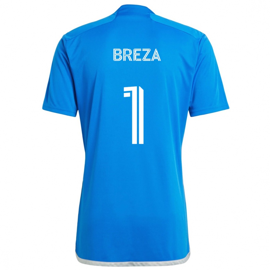 Enfant Football Maillot Sebastian Breza #1 Bleu Blanc Tenues Domicile 2024/25 Canada