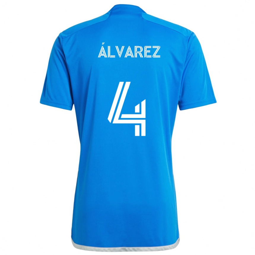 Enfant Football Maillot Fernando Álvarez #4 Bleu Blanc Tenues Domicile 2024/25 Canada