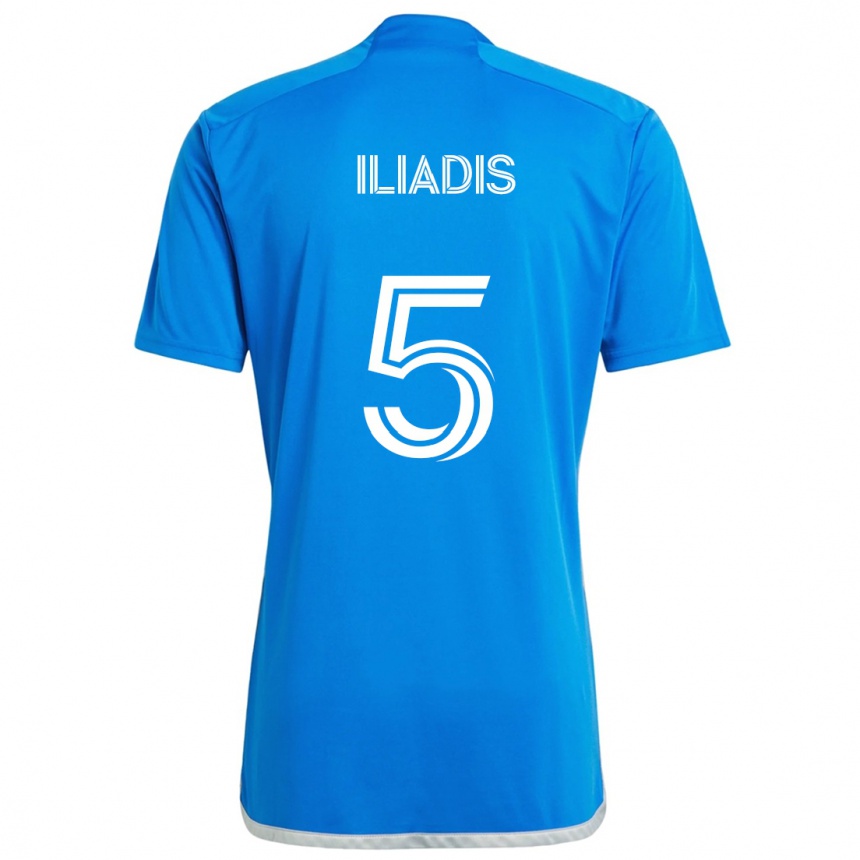 Kids Football Ilias Iliadis #5 Blue White Home Jersey 2024/25 T-Shirt Canada