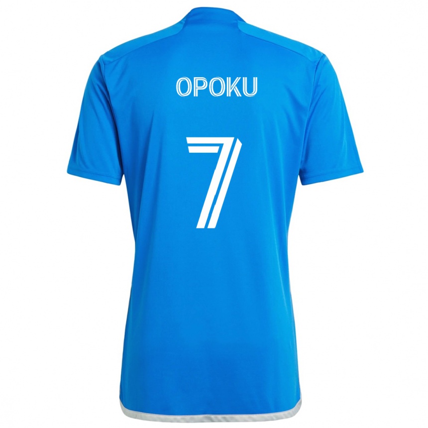 Kids Football Kwadwo Opoku #7 Blue White Home Jersey 2024/25 T-Shirt Canada