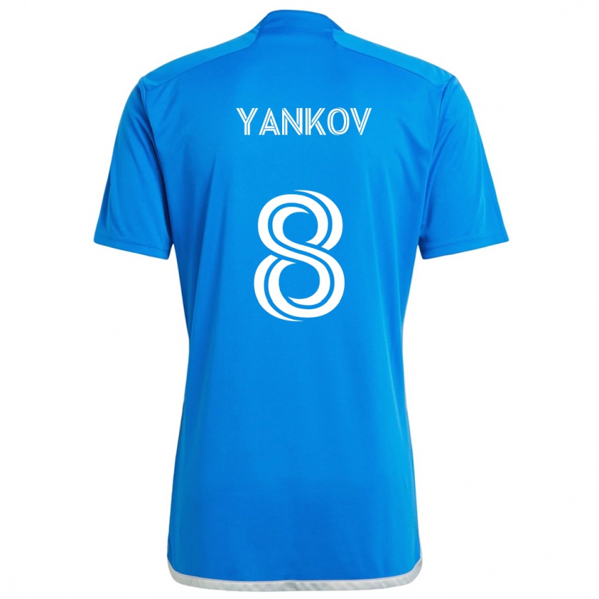 Kids Football Dominik Yankov #8 Blue White Home Jersey 2024/25 T-Shirt Canada