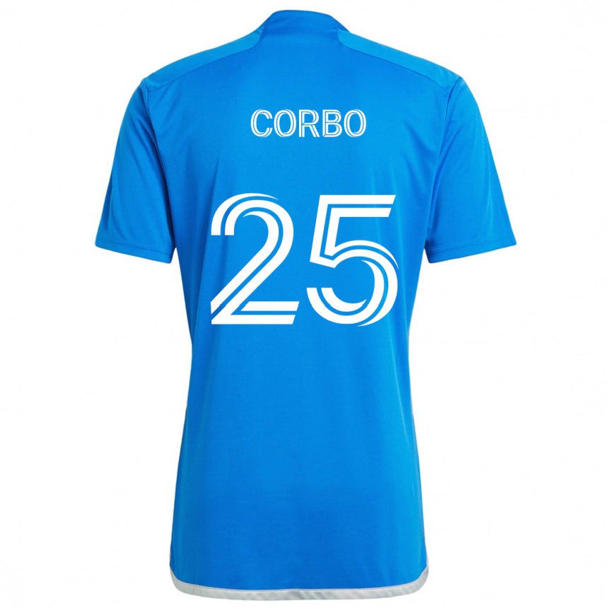 Enfant Football Maillot Gabriele Corbo #25 Bleu Blanc Tenues Domicile 2024/25 Canada