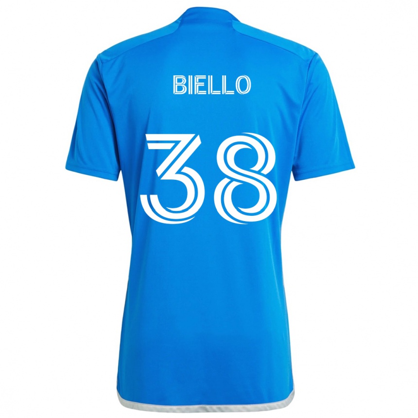 Kids Football Alessandro Biello #38 Blue White Home Jersey 2024/25 T-Shirt Canada