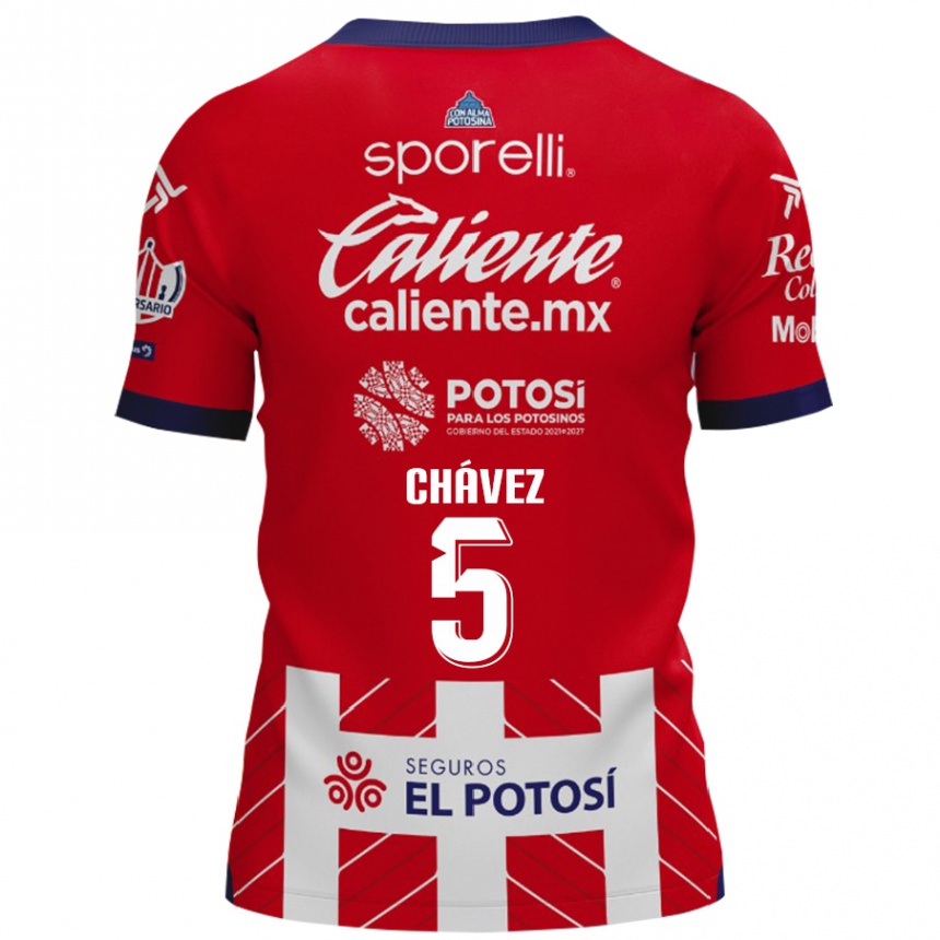 Kids Football Ricardo Chávez #5 Red White Home Jersey 2024/25 T-Shirt Canada