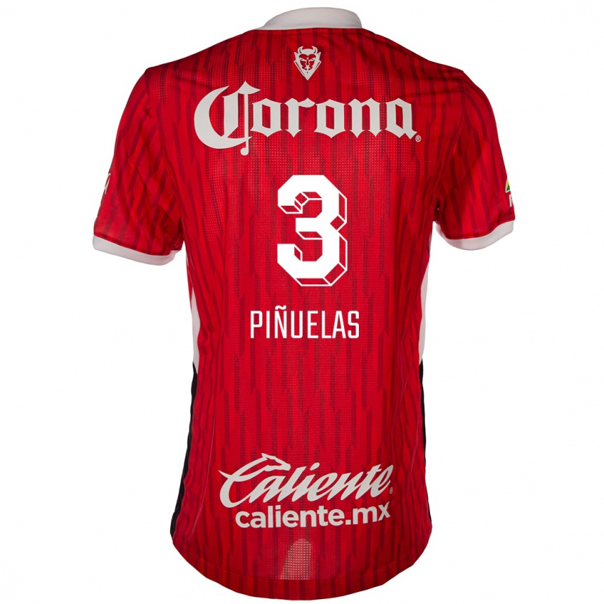 Enfant Football Maillot Fernando Piñuelas #3 Rouge Blanc Tenues Domicile 2024/25 Canada