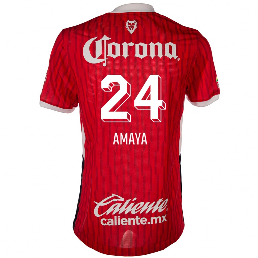 Enfant Football Maillot Frankie Amaya #24 Rouge Blanc Tenues Domicile 2024/25 Canada