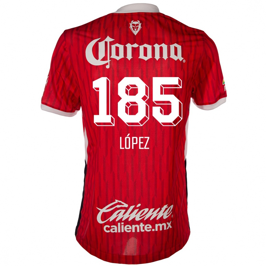 Enfant Football Maillot David López #185 Rouge Blanc Tenues Domicile 2024/25 Canada