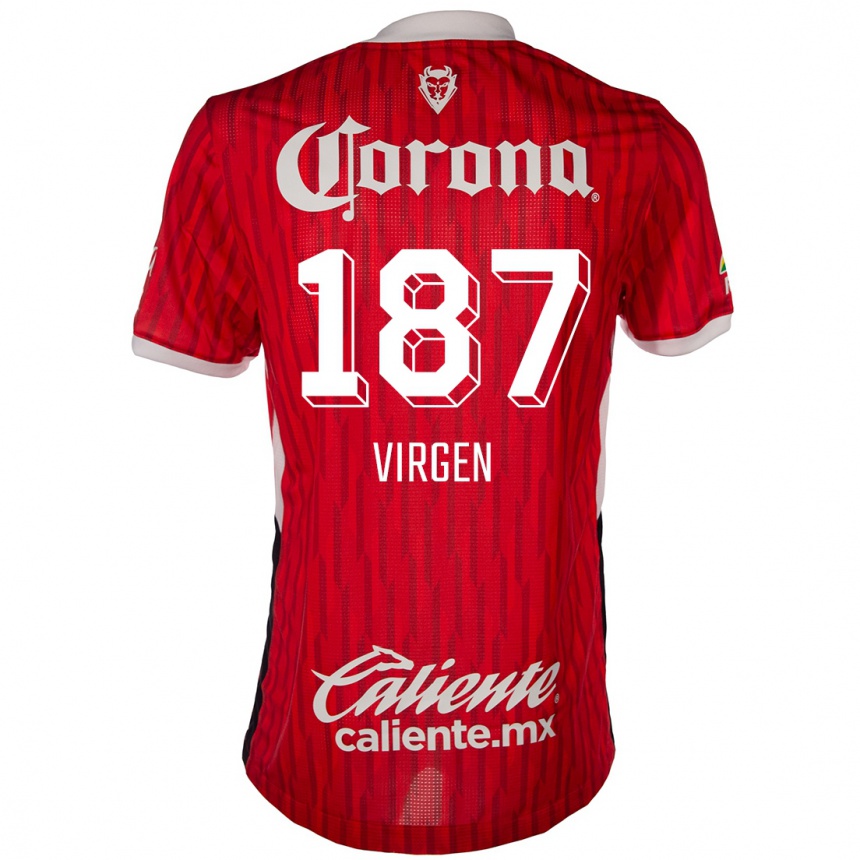 Enfant Football Maillot Oswaldo Virgen #187 Rouge Blanc Tenues Domicile 2024/25 Canada