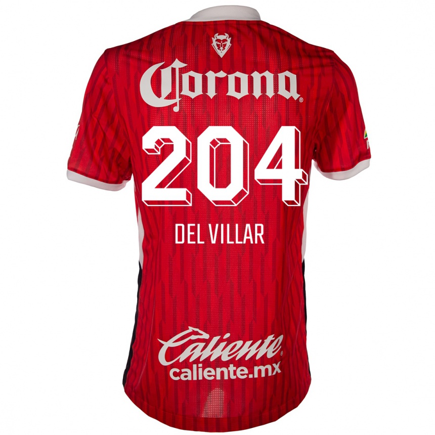 Enfant Football Maillot Everardo Del Villar #204 Rouge Blanc Tenues Domicile 2024/25 Canada