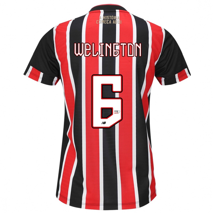 Kids Football Welington #6 Black Red White Away Jersey 2024/25 T-Shirt Canada