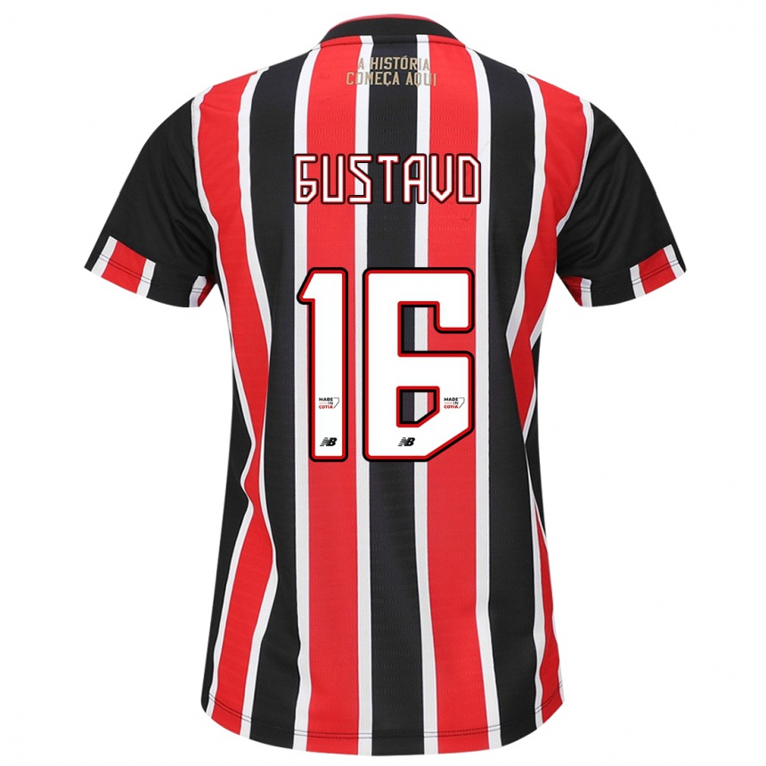 Enfant Football Maillot Luiz Gustavo #16 Noir Rouge Blanc Tenues Extérieur 2024/25 Canada