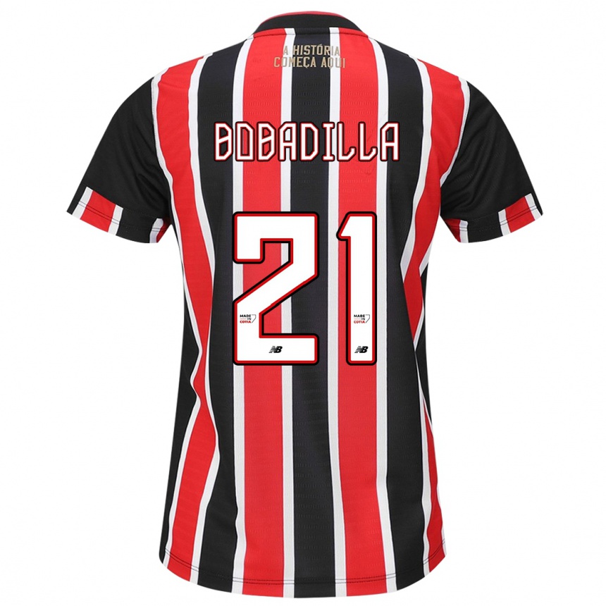 Enfant Football Maillot Damián Bobadilla #21 Noir Rouge Blanc Tenues Extérieur 2024/25 Canada