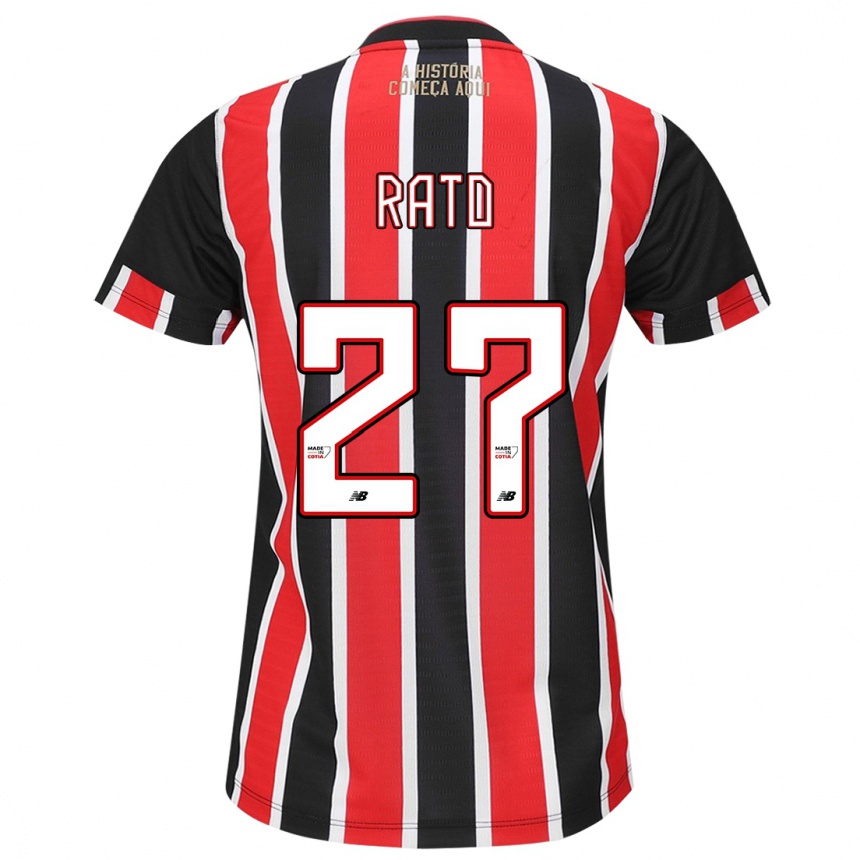 Kids Football Wellington Rato #27 Black Red White Away Jersey 2024/25 T-Shirt Canada