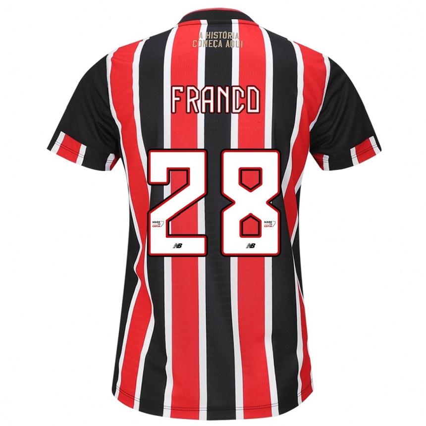 Kids Football Alan Franco #28 Black Red White Away Jersey 2024/25 T-Shirt Canada