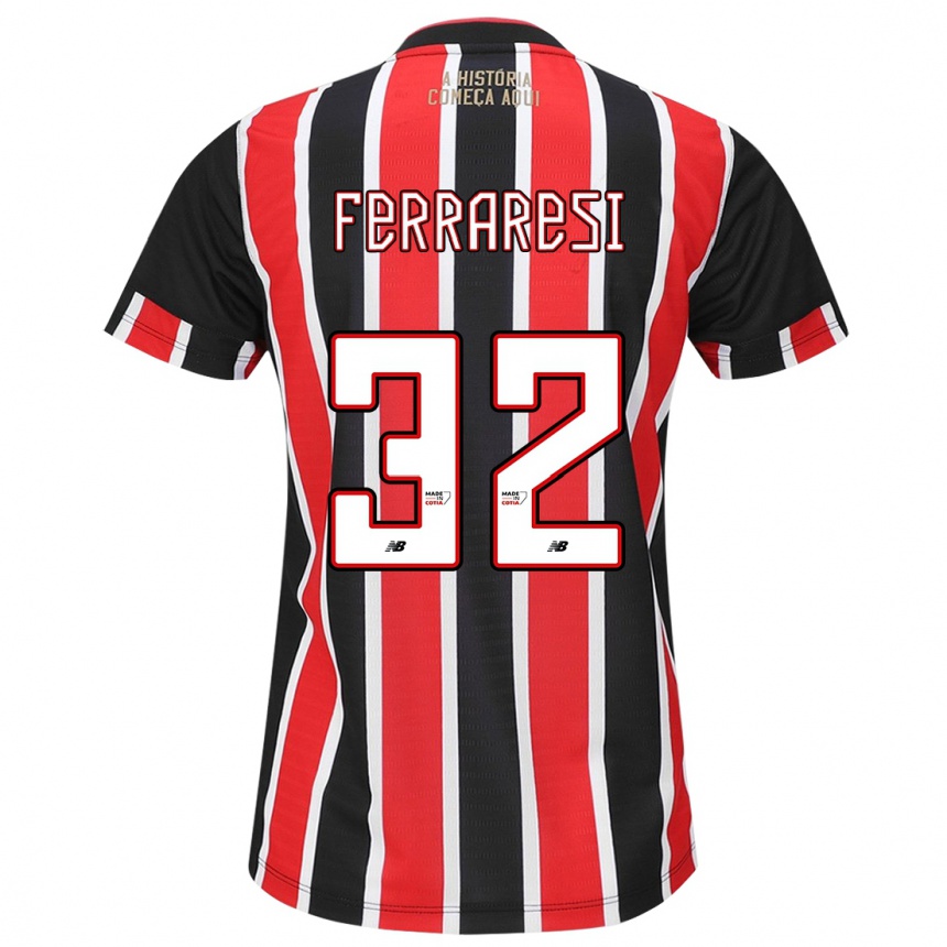 Enfant Football Maillot Nahuel Ferraresi #32 Noir Rouge Blanc Tenues Extérieur 2024/25 Canada