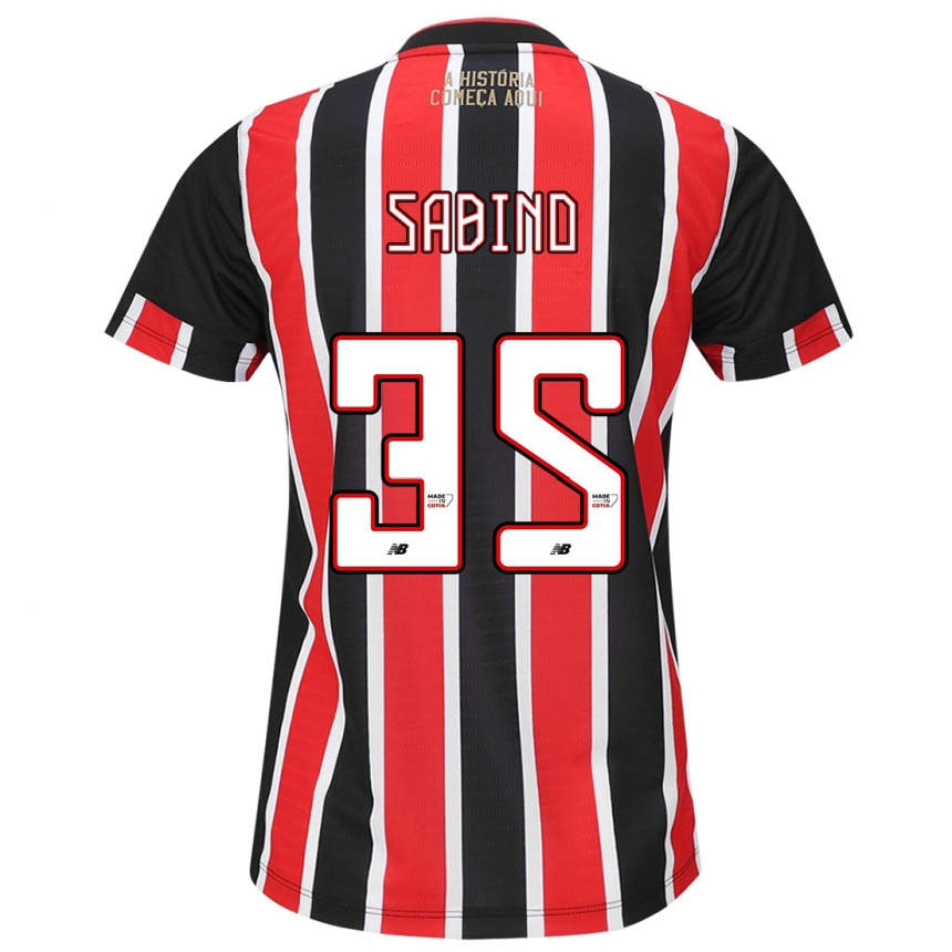 Enfant Football Maillot Sabino #35 Noir Rouge Blanc Tenues Extérieur 2024/25 Canada