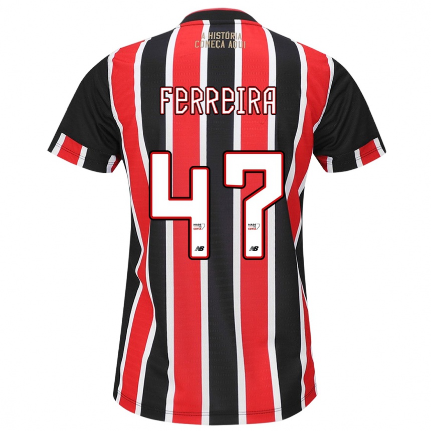 Kids Football Ferreira #47 Black Red White Away Jersey 2024/25 T-Shirt Canada