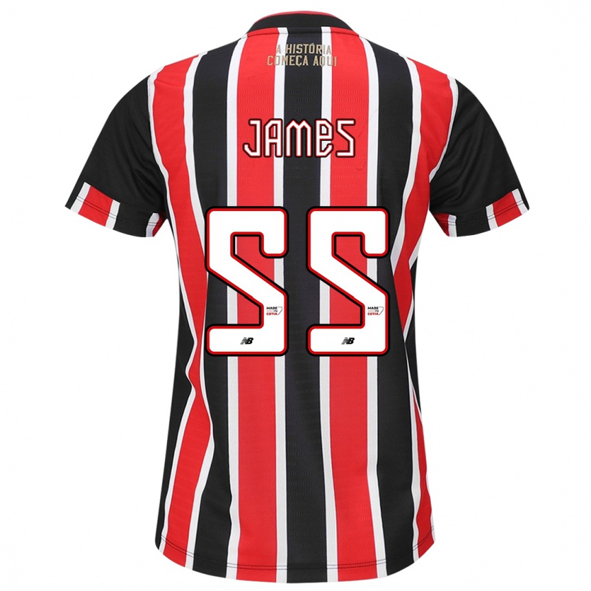 Enfant Football Maillot James Rodríguez #55 Noir Rouge Blanc Tenues Extérieur 2024/25 Canada