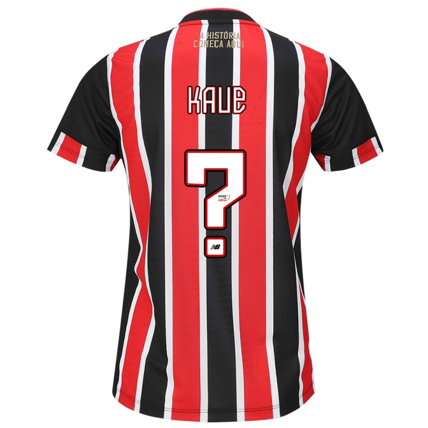 Kids Football Kauê #0 Black Red White Away Jersey 2024/25 T-Shirt Canada