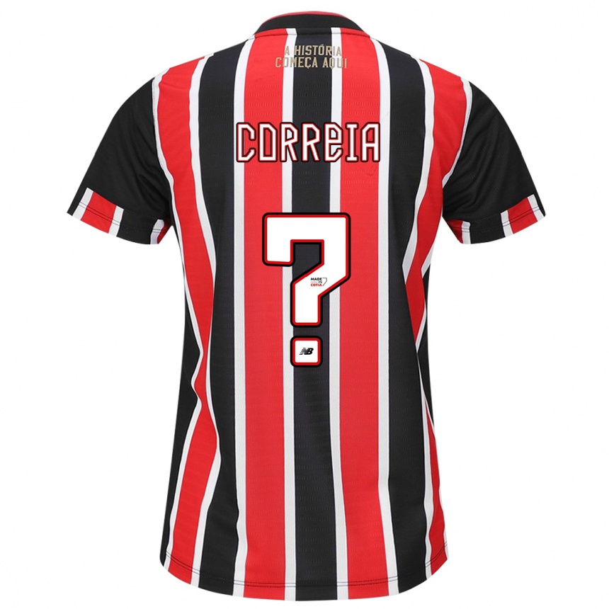 Enfant Football Maillot Arthur Correia #0 Noir Rouge Blanc Tenues Extérieur 2024/25 Canada