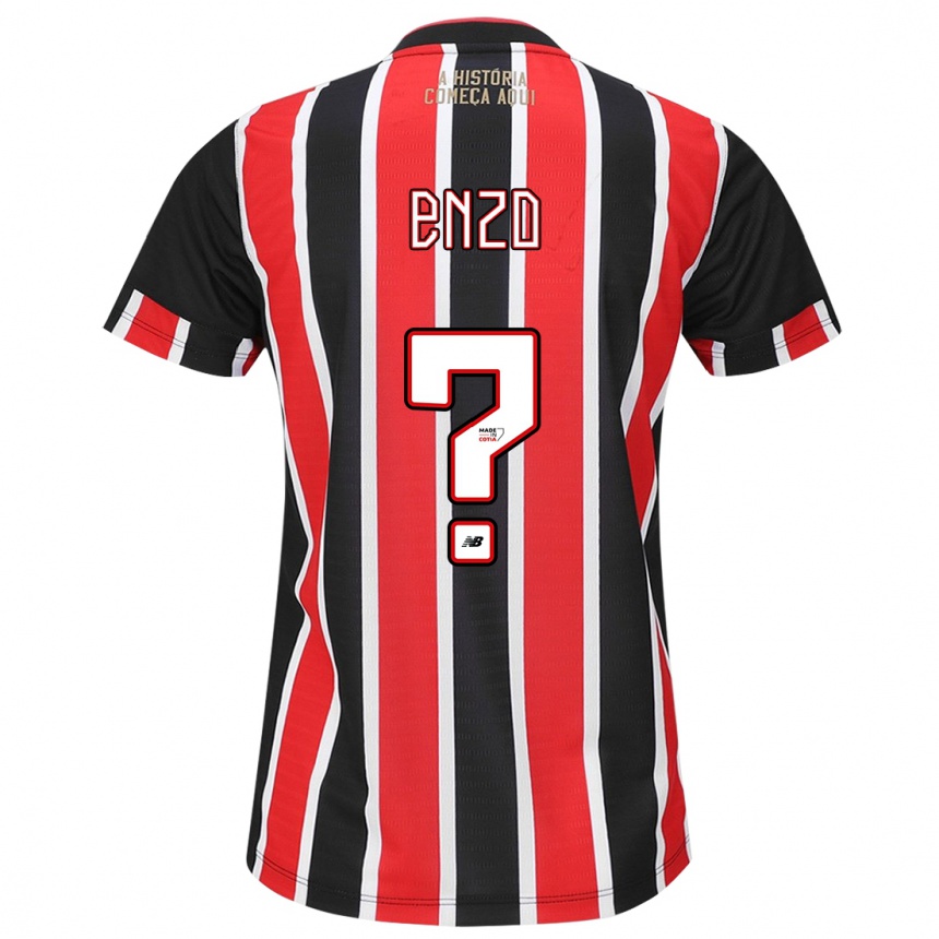 Kids Football Enzo Thomaz #0 Black Red White Away Jersey 2024/25 T-Shirt Canada