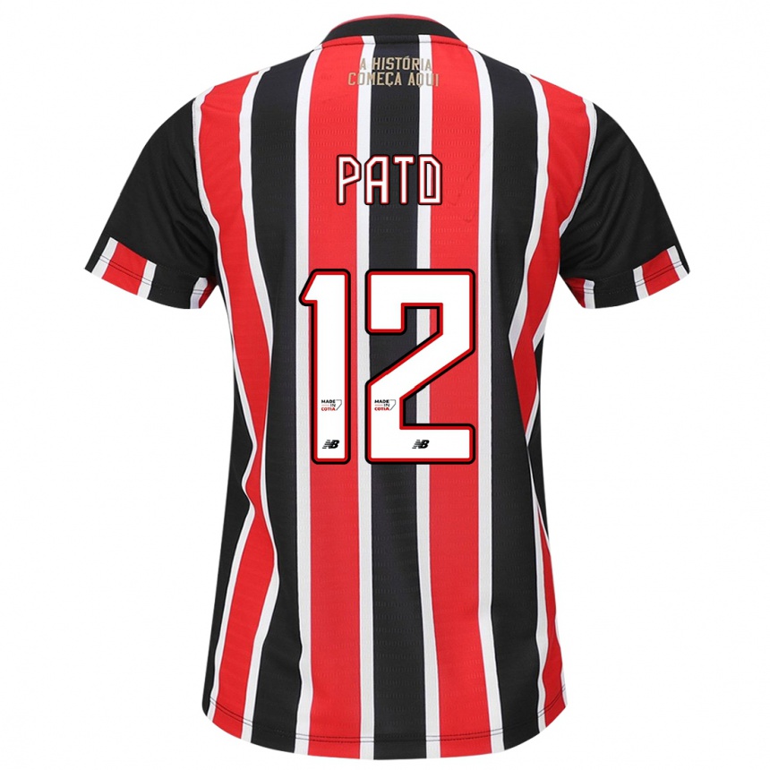 Kids Football Alexandre Pato #12 Black Red White Away Jersey 2024/25 T-Shirt Canada