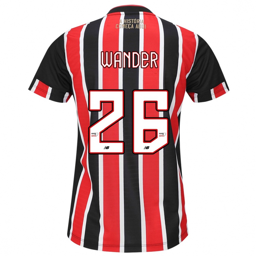 Kids Football Talles Wander #26 Black Red White Away Jersey 2024/25 T-Shirt Canada