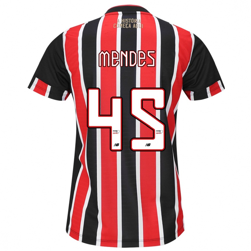 Kids Football Nathan Mendes #45 Black Red White Away Jersey 2024/25 T-Shirt Canada