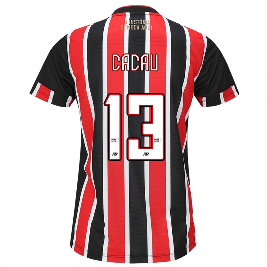 Kids Football Cacau #13 Black Red White Away Jersey 2024/25 T-Shirt Canada