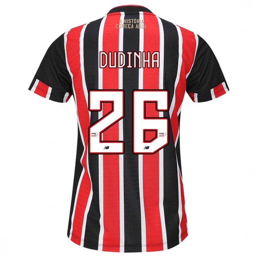 Enfant Football Maillot Dudinha #26 Noir Rouge Blanc Tenues Extérieur 2024/25 Canada