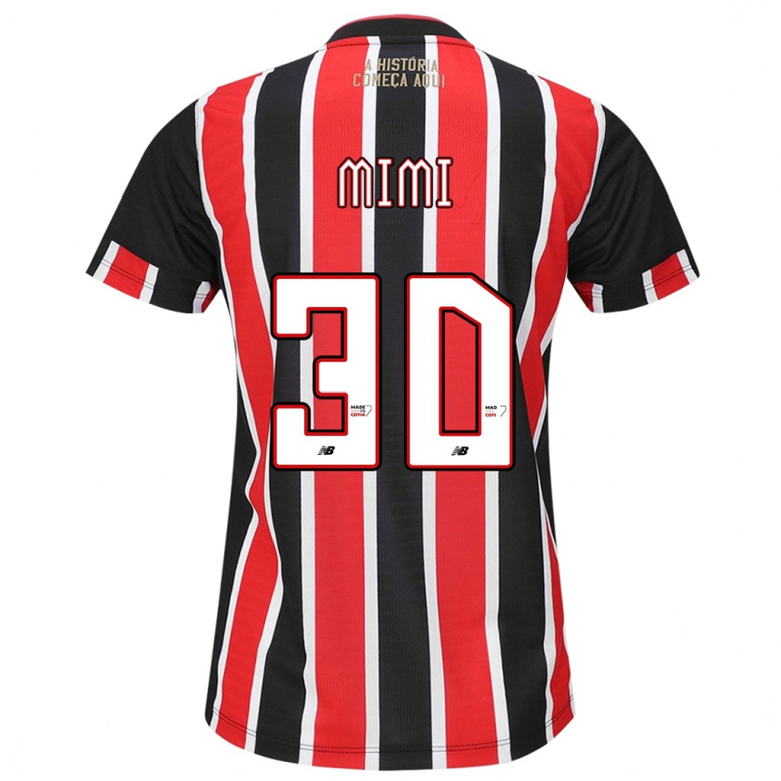 Kids Football Mimi #30 Black Red White Away Jersey 2024/25 T-Shirt Canada