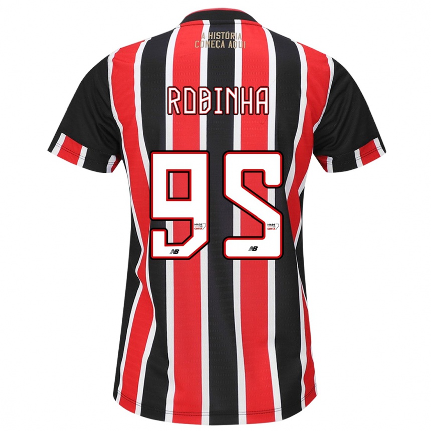 Enfant Football Maillot Robinha #95 Noir Rouge Blanc Tenues Extérieur 2024/25 Canada