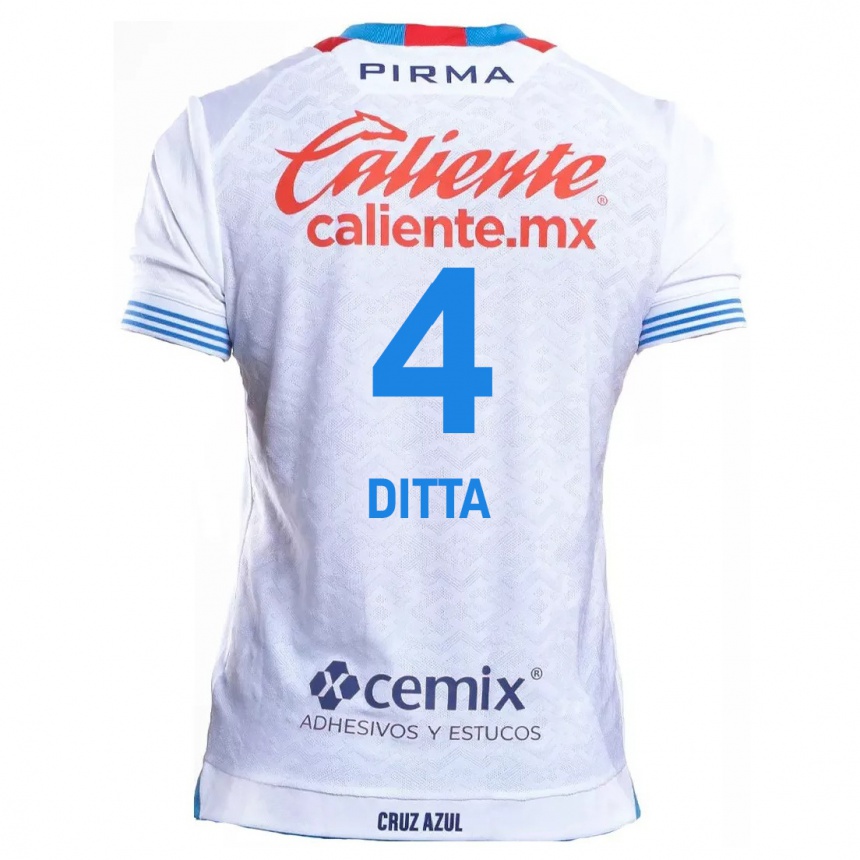 Kids Football Willer Ditta #4 White Blue Away Jersey 2024/25 T-Shirt Canada