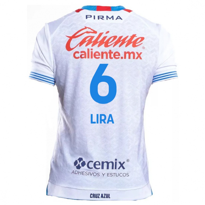 Kids Football Érik Lira #6 White Blue Away Jersey 2024/25 T-Shirt Canada