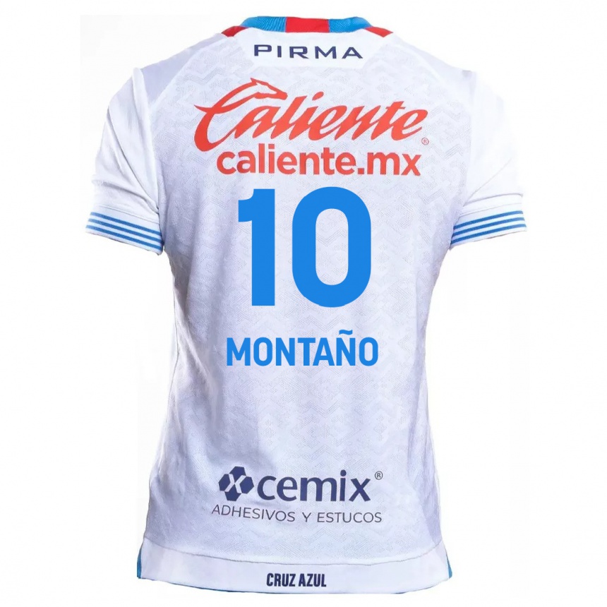 Kids Football Andrés Montaño #10 White Blue Away Jersey 2024/25 T-Shirt Canada