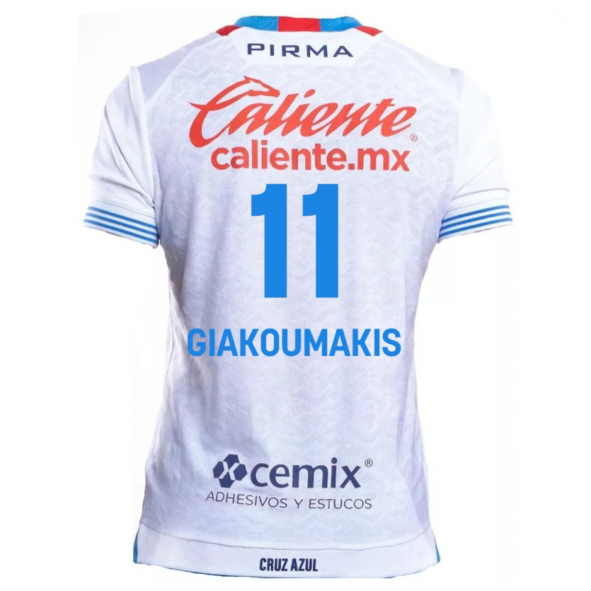 Kids Football Georgios Giakoumakis #11 White Blue Away Jersey 2024/25 T-Shirt Canada