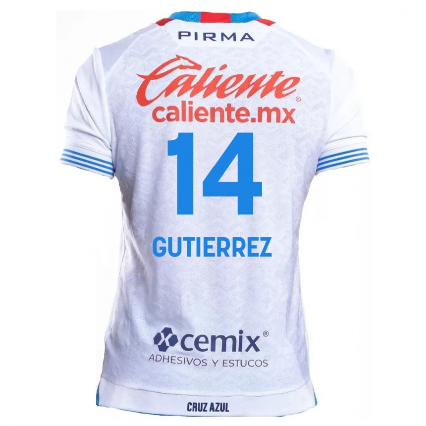 Kids Football Alexis Gutiérrez #14 White Blue Away Jersey 2024/25 T-Shirt Canada