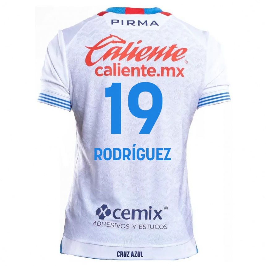 Enfant Football Maillot Carlos Rodríguez #19 Blanc Bleu Tenues Extérieur 2024/25 Canada