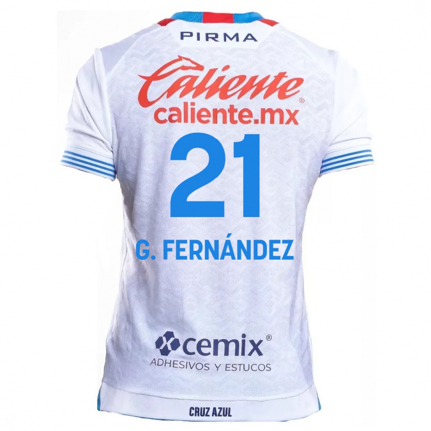 Kids Football Gabriel Fernández #21 White Blue Away Jersey 2024/25 T-Shirt Canada